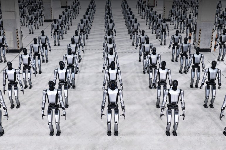 Zahlreiche humanoide Walker-S2-Roboter von UBTECH Robotics bei der Serienproduktion