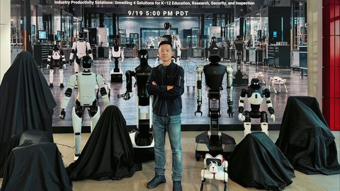 Faraday Future EAI Robotics mit humanoiden Robotern vor dem Launch am 19. September