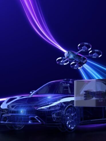 Humanoider Roboter, autonomes Fahrzeug und Drohne als Physical-AI-Systeme