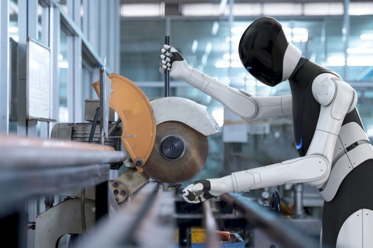 Humanoider Roboter in einer industriellen Arbeitsumgebung