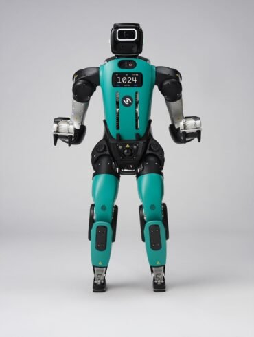 Humanoider Industrieroboter Digit 5 von Agility Robotics vor hellem Hintergrund.