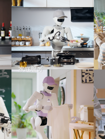 Astribot T1 demonstriert verschiedene Anwendungen in Haushalt, Gastronomie, Forschung und Industrie.