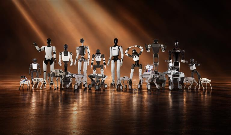 Roboterportfolio von Faraday Future mit humanoiden, vierbeinigen und weiteren spezialisierten Robotersystemen.