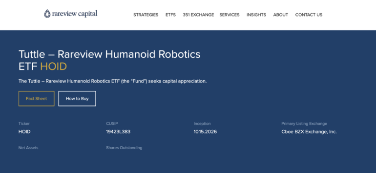 Tuttle–Rareview Humanoid Robotics ETF mit dem Börsenkürzel HOID.