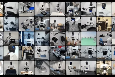 Roboter beim Training verschiedener Aufgaben für Physical AI und reale Roboterdaten