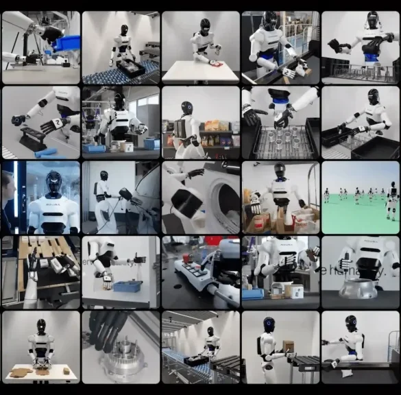 Roboter beim Training verschiedener Aufgaben für Physical AI und reale Roboterdaten