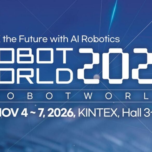 Offizielles Veranstaltungsmotiv der RobotWorld 2026 in Südkorea mit Messetermin und Veranstaltungsort.